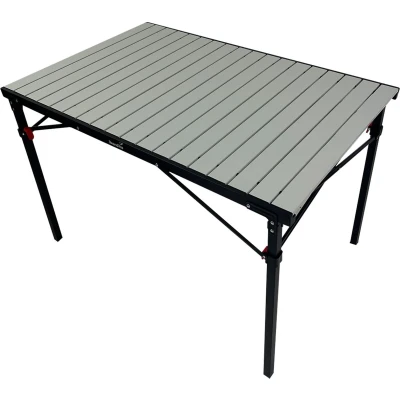 Afbeelding van Skandika Maikku aluminium klaptafel campingtafel Vouwtafel Inklapbare Voor 6 personen, 80 kg draagvermogen, 107 x 70 cm, waterdicht, inklapbaar, licht, oprolbaar tafelblad camping, tuin, vissen zwart