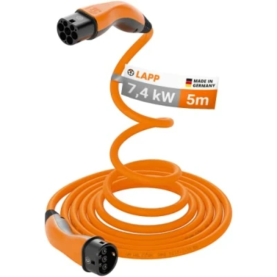 Afbeelding van Lapp Mobility Helix oplaadkabel type 2 7,4 kW / zelfoprolbaar 32 A 1 fase E auto modus 3/5 m