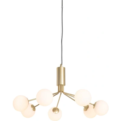 Afbeelding van QAZQA Art Deco hanglamp goud met opaal glas 7 lichts Coby