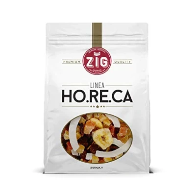 Image de ZIG HORECA Mélange de fruits exotiques Exotic mix snack Ananas, papaye, noix coco, raisin, banane chips 1 kg