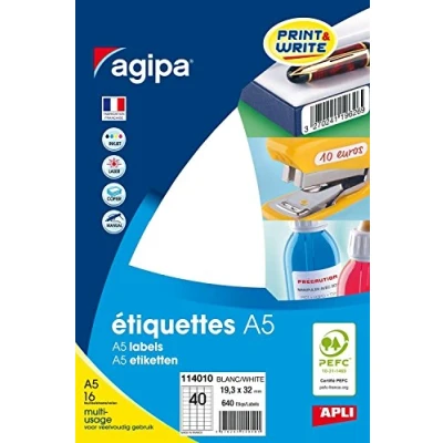 Afbeelding van Etui A5 640 witte etiketten 19,3 x 32 mm