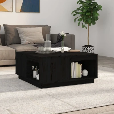 Afbeelding van Salontafel 80x81x36,5 cm massief grenenhout zwart