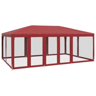 Afbeelding van Partytent met 10 mesh zijwanden 6x4 m HDPE rood
