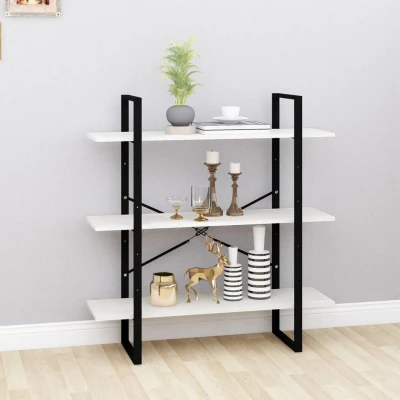 Afbeelding van Boekenkast met 3 schappen 100x30x105 cm massief grenenhout wit