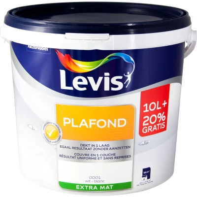 Afbeelding van Levis Plafondverf Extra Mat Wit 12L 10+2L Gratis
