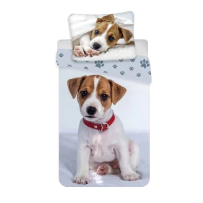 Afbeelding van Animal Pictures Puppy Dekbedovertrek Eenpersoons 140 x 200 cm Grijs