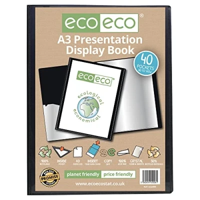 Afbeelding van eco A3 50% gerecycled, 40 vakken, kleur zwart, presentatie van het boek, eco006