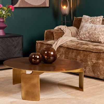 Afbeelding van Homestylingshop Ronde Salontafel aluminium goud L