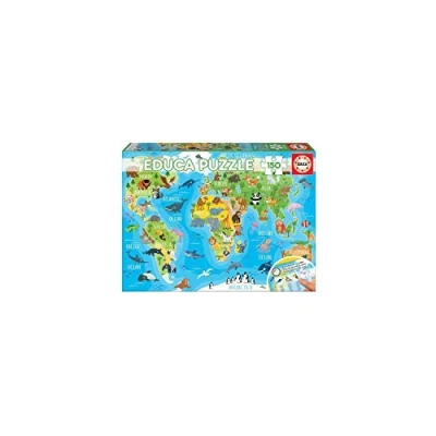 Image de Educa carte du monde des animaux puzzle de 150 pièces