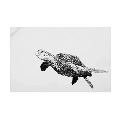 Afbeelding van Maxwell &amp; Williams Marini Ferlazzo theedoek, zeeschildpad, groen, 100% Indiaas katoen, 50 x 70 cm, wit