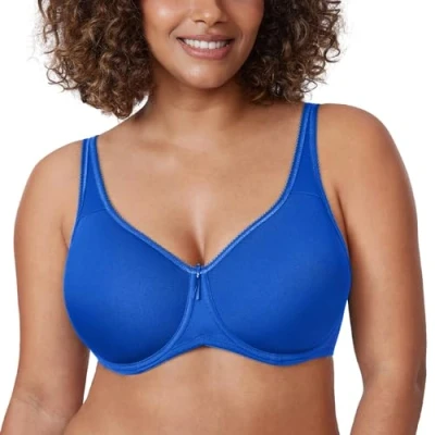 Afbeelding van DELIMIRA Naadloze gevoerde beha voor dames, grote maten, Blauw (Glitter Blue)