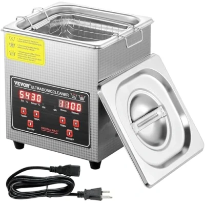 Image de VEVOR Nettoyeur à Ultrasons 2L en Acier Inoxydable Bac Numérique avec Chauffage Temps et Température Réglables Appareil de Nettoyage Ultrasonique pour Bijoux Lunettes Montres Labo Clinique