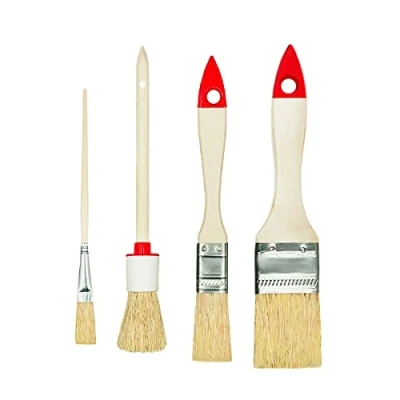 Afbeelding van M7 Set van 4 penselen, 3 plat, 1 rond, 0 inch, 3/4 1,5 serie 02, voor schilderen met verf en lak, gelijkmatige dekking, natuurlijke haren
