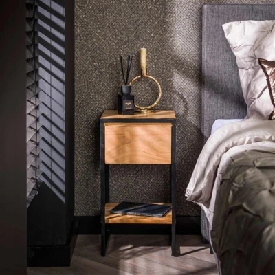 Afbeelding van Hoyz Collection Nachtkastje 1L XS Straight Wood Massief Acacia Naturel