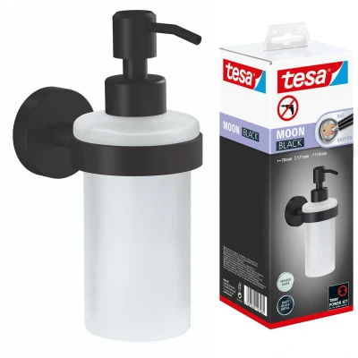 Afbeelding van Zeepdispenser, mat zwart, satijn glas, 200 ml Handzeepdispenser voor Industriële en Moderne Badkamers Zonder Boren, Zelfklevend 171 mm x 70 119