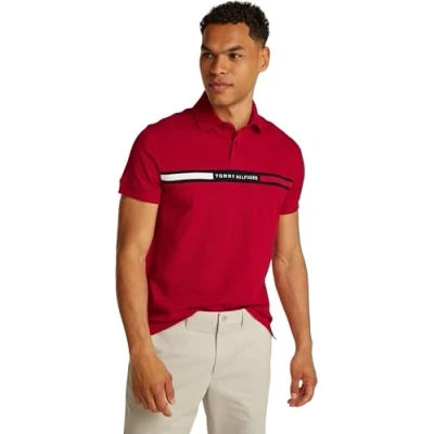 Afbeelding van Tommy Hilfiger Chest Insert Poloshirt, Heren, Maat: Medium, Medium red