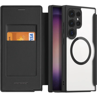 Afbeelding van Dux Ducis Telefoonhoesje geschikt voor Samsung Galaxy S24 Ultra Hoesje Magsafe Magneet Skin X Pro Book Case Series Zwart