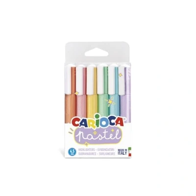 Afbeelding van CARIOCA Pastel Markeerstiften, 6 stuks, pastelkleuren, wasbaar, met inkt op waterbasis
