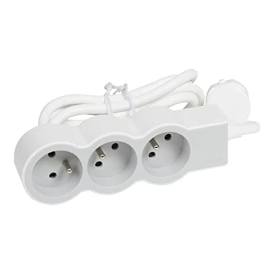 Afbeelding van Legrand Premium Contactdoos Stekkerdoos Verdeelstekker 3X2P Penaarde België Verlengsnoer 3 Meter Wit &amp; Grijs