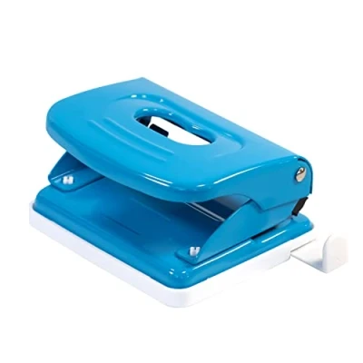 Afbeelding van Idena 11537 Metalen perforator met aanslagrail, lichtblauw voor 20 vellen
