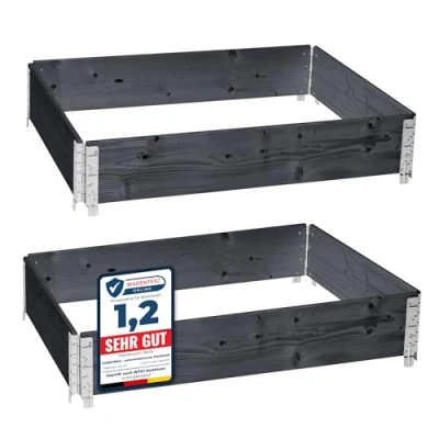 Afbeelding van Garronda Palletrand 2 Pack 120x80x20cm Antraciet Bloemen Kruiden Palletframe Natuurlijke Verhoogde Bloembedden GD BUD PAL
