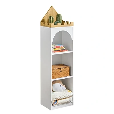 Afbeelding van SoBuy Boekenkast voor boeken en speelgoed kinderen, boekenkast, multifunctioneel met een kasteel, 40 x 30 150 cm, KMB42 W