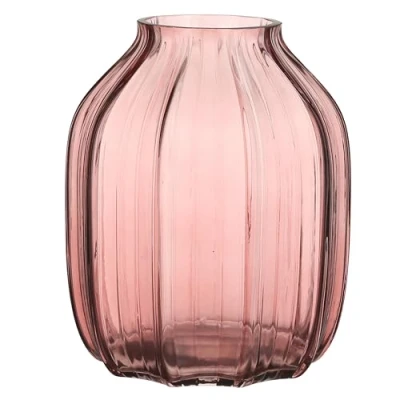 Afbeelding van JAKY Global Grote roze glazen vaas voor bloemen, 20 cm hoog, elegante decoratie thuis, woonkamer, tafeldecoratie boerderij en kantoor (roze, cm)