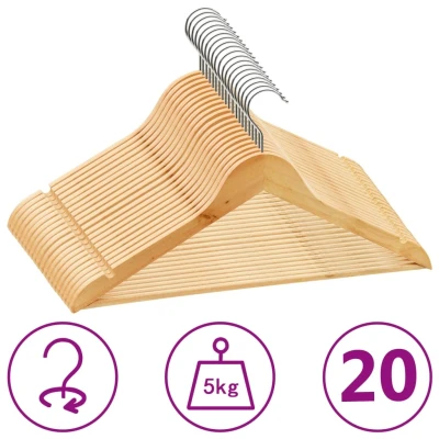 Afbeelding van 20 delige Kledinghangerset anti slip hardhout