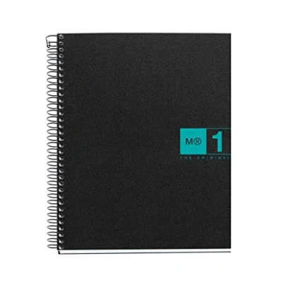 Afbeelding van Miquelrius The Original notitieboek A5 80 vellen 70 g/m² en 1 streep kleur 5 mm rooster 2 gaten polypropyleen omslag zwart/turquoise