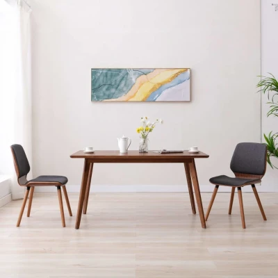 Afbeelding van Eetkamerstoelen 2 st stof grijs