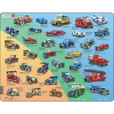 Afbeelding van Larsen Legpuzzel Maxi Historie Auto&#039;s Junior 42 Stukjes