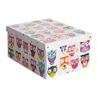 Afbeelding van KANGURU Decoratieve opbergdoos met handvatten en dekselcollectie Gufetti/Uilen, Multi kleuren, 50 x 39 24 cm