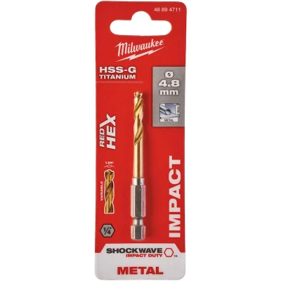 Afbeelding van MILWAUKEE 48894711 SHOCKWAVE HSS TiN metaal boor 4,8mm