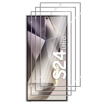 Afbeelding van FWKDWHPH Samsung Galaxy S24 Ultra displaybeschermfolie van gehard glas voor Ultra, hardheid 9H, krasbestendig, luchtbelvrij, ultradun, 0,25 mm, 3 stuks