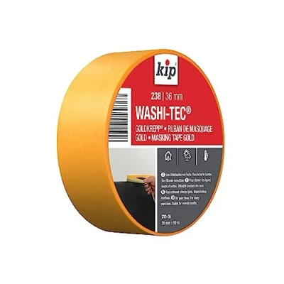 Afbeelding van Kip 36 mm x 50 m precisie afplaktape voor schilderen en decoratie, scherpe lijnen, washi goud