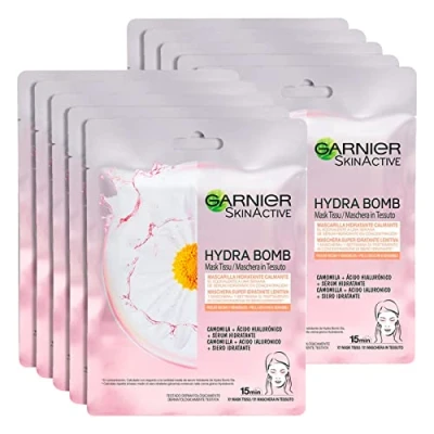 Afbeelding van 10 x Garnier SkinActive Hydra Bomb kamille stofmasker 2 verpakkingen van 5 wegwerpmaskers
