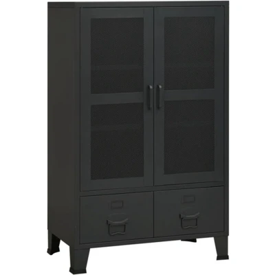 Afbeelding van Opbergkast industrieel 70x40x115 cm metaal zwart