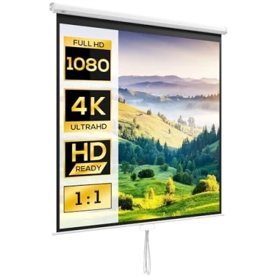 Afbeelding van HOMCOM Projectiescherm voor tv en thuisbioscoop, 99 inch, videoprojector, 1:1, 4K HD, wand of plafondbevestiging, 178 x cm