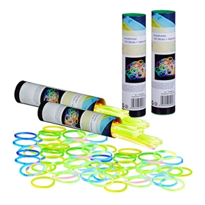 Afbeelding van Relaxdays 400x glowsticks met verbindingen lightsticks glow sticks 7 kleuren