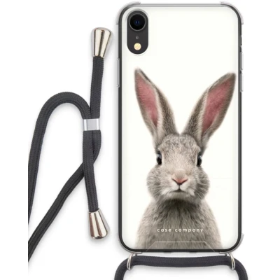 Afbeelding van Case Company® hoesje met Koord geschikt voor iPhone XR Daisy Telefoonhoesje Zwart Extra Bescherming aan alle Kanten en Over de Schermrand