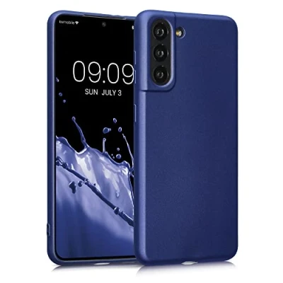 Afbeelding van kwmobile telefoonhoesje geschikt voor Samsung Galaxy S21 Hoesje smartphone Back cover in metallic blauw