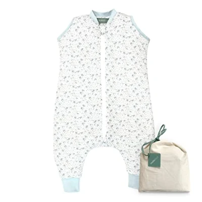 Afbeelding van molis&amp;co Babyslaapzak met voeten, ideaal voor lente en herfst, 1 TOG, licht gevoerd, 100% katoen (Öko Tex 100), premium kwaliteit, lila blauw, 100 cm