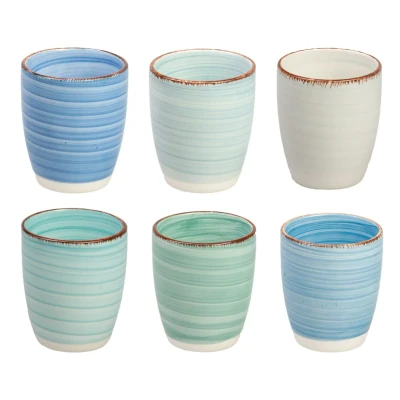 Afbeelding van Cookinglife Koffiekopjes / Senseo Kopjes Delice Blauw 160 ml Set van 6 Perfect voor Espresso, of Koffie Aardewerk met Glanzend Blauwe Reactive Glaze Vaatwasser en Magnetronbestendig Elegant Handzaam