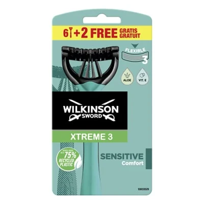 Image de Wilkinson Xtreme 3 Pure Sensitive Comfort Rasoirs Jetables Masculins, 8 unités