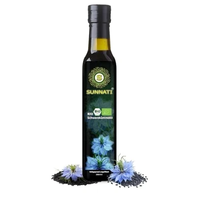 Afbeelding van Sunnati® Biologische zwarte komijnolie, koudgeperst, 100% zuiver, 1000 ml (4 x 250 ml)