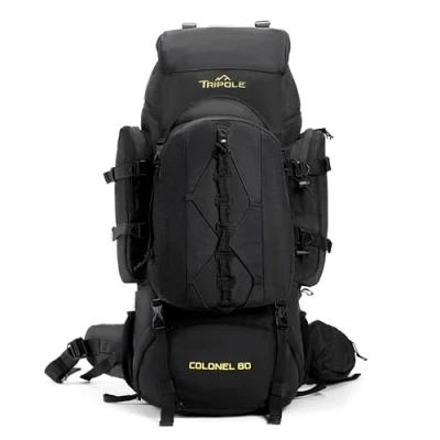 Afbeelding van Tripole Kolonel Rugzak 80 liter + Day Pack afneembaar, zwart, zwart., kleine wandeling