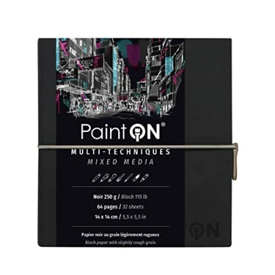 Afbeelding van Paint On mixed media notebook 14 x cm zwart 32 vel