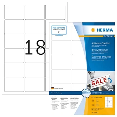 Afbeelding van Herma Adr.Etik. Movab. 63,5x46,6 100 Bl. DIN A4 1800 stuks 10302