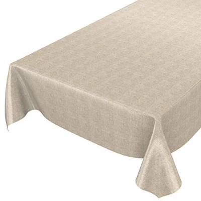 Afbeelding van Anro Tafelkleed in linnenlook, tafelzeil, beige, 200 x 140, afgewerkt met zoom