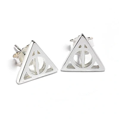 Afbeelding van The Carat Shop Harry Potter Zilveren Deathly Hallows Oorbellen met kristallen